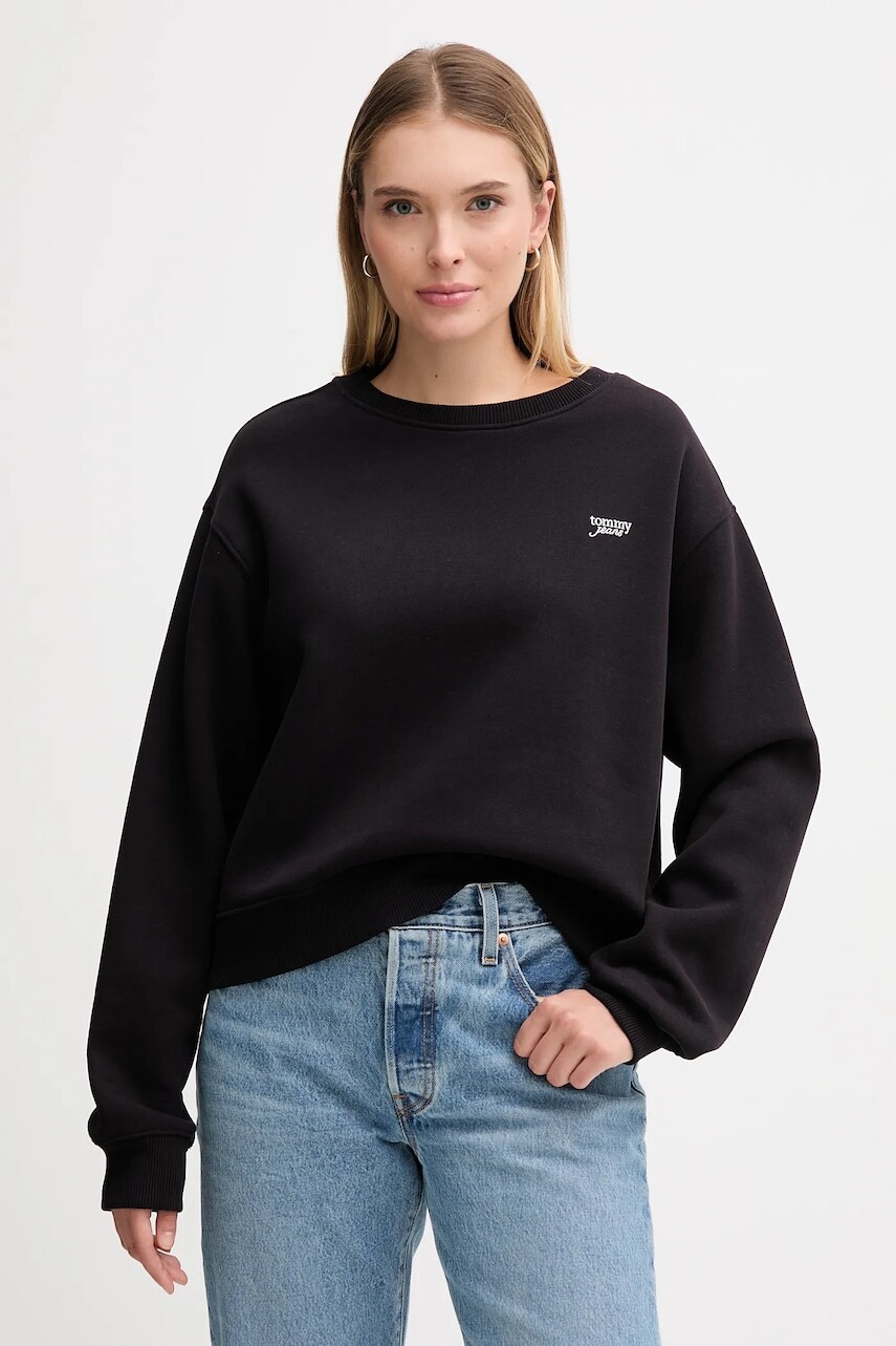 Mikina Tommy Jeans čierna farba, jednofarebná, DW0DW21961