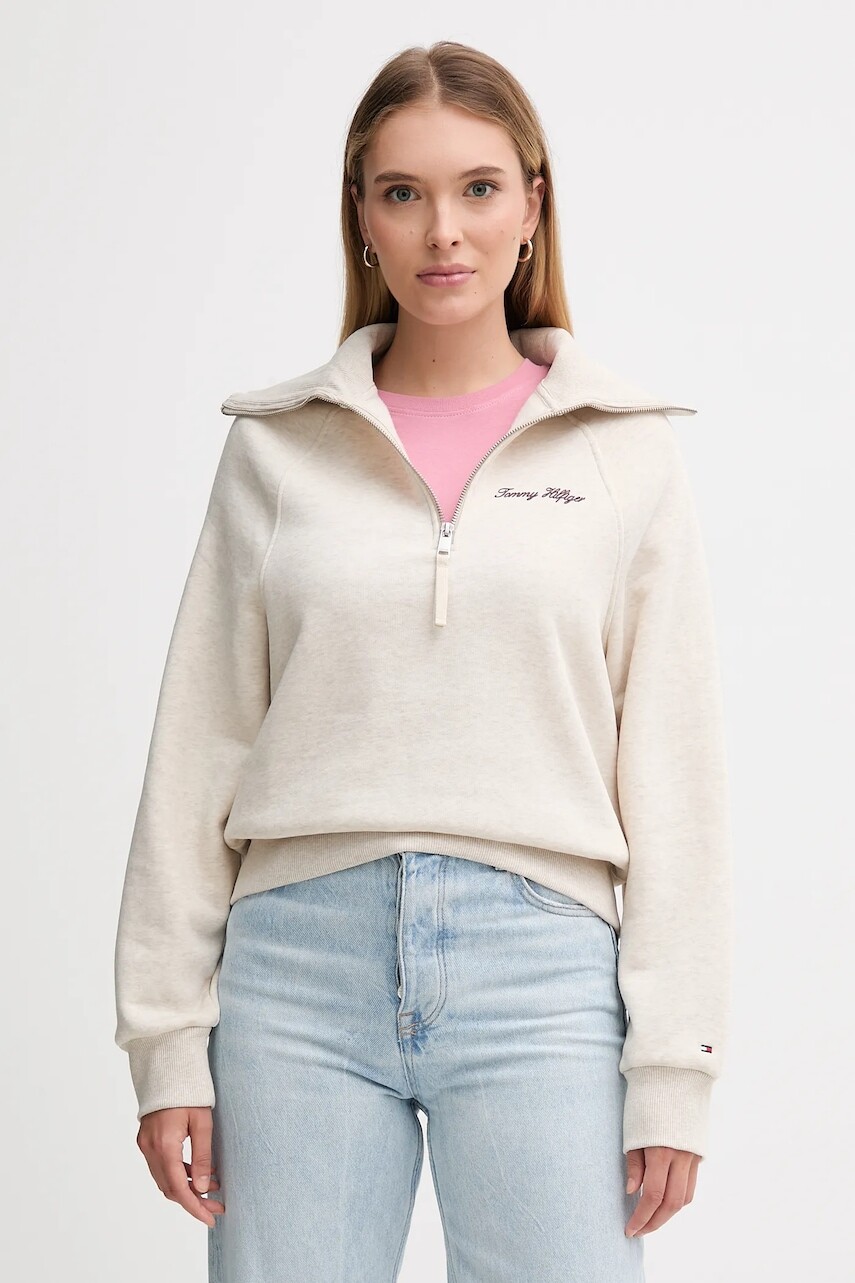 Mikina Tommy Hilfiger béžová farba, jednofarebná, WW0WW46632