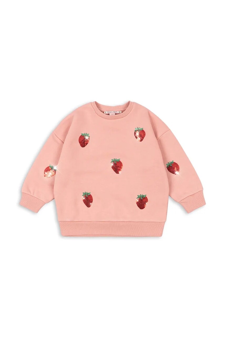 Detská mikina Konges Sløjd LOU SEQUIN SWEAT SHIRT OCS ružová farba, s nášivkou, KS103862