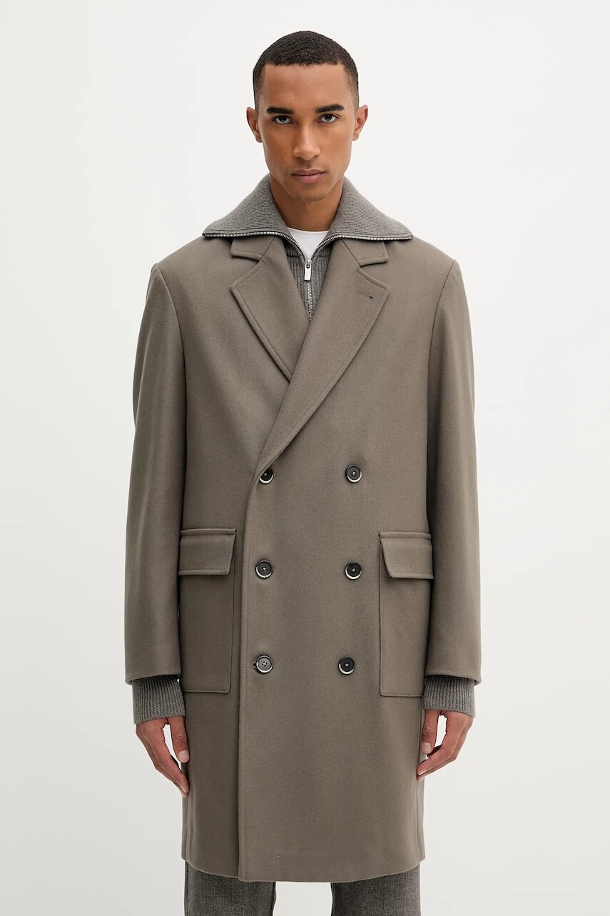 Vlnený kabát BARENA VENEZIA Capospalla Gazabin hnedá farba, CSU5235.444