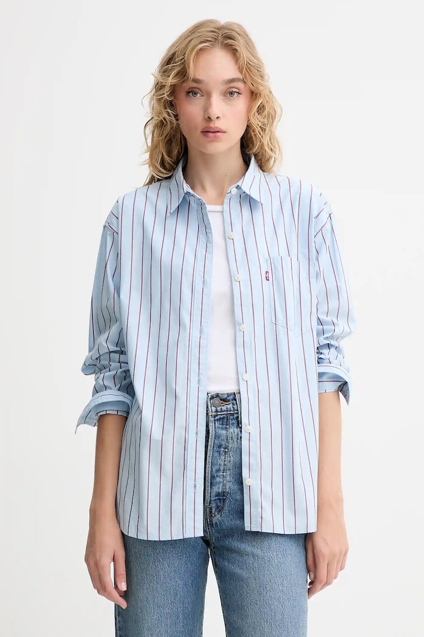 Bavlnená košeľa Levi's modrá farba, voľný strih, s klasickým golierom, 001HM