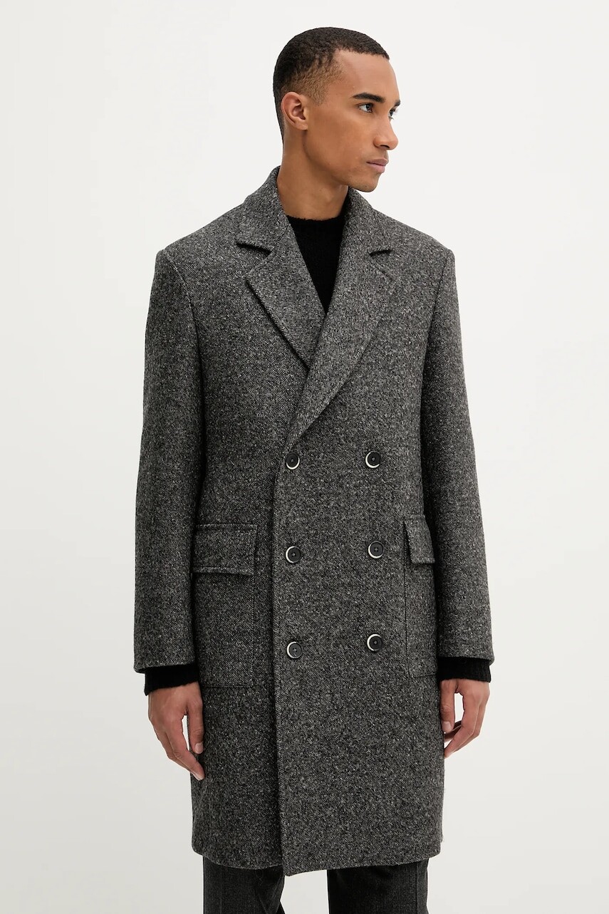 Vlnený kabát BARENA VENEZIA Capospalla Gazabin šedá farba, CSU5235.496