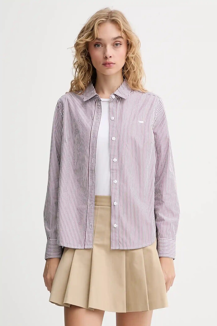 Bavlnená košeľa Levi's hnedá farba, regular, s klasickým golierom, 34574