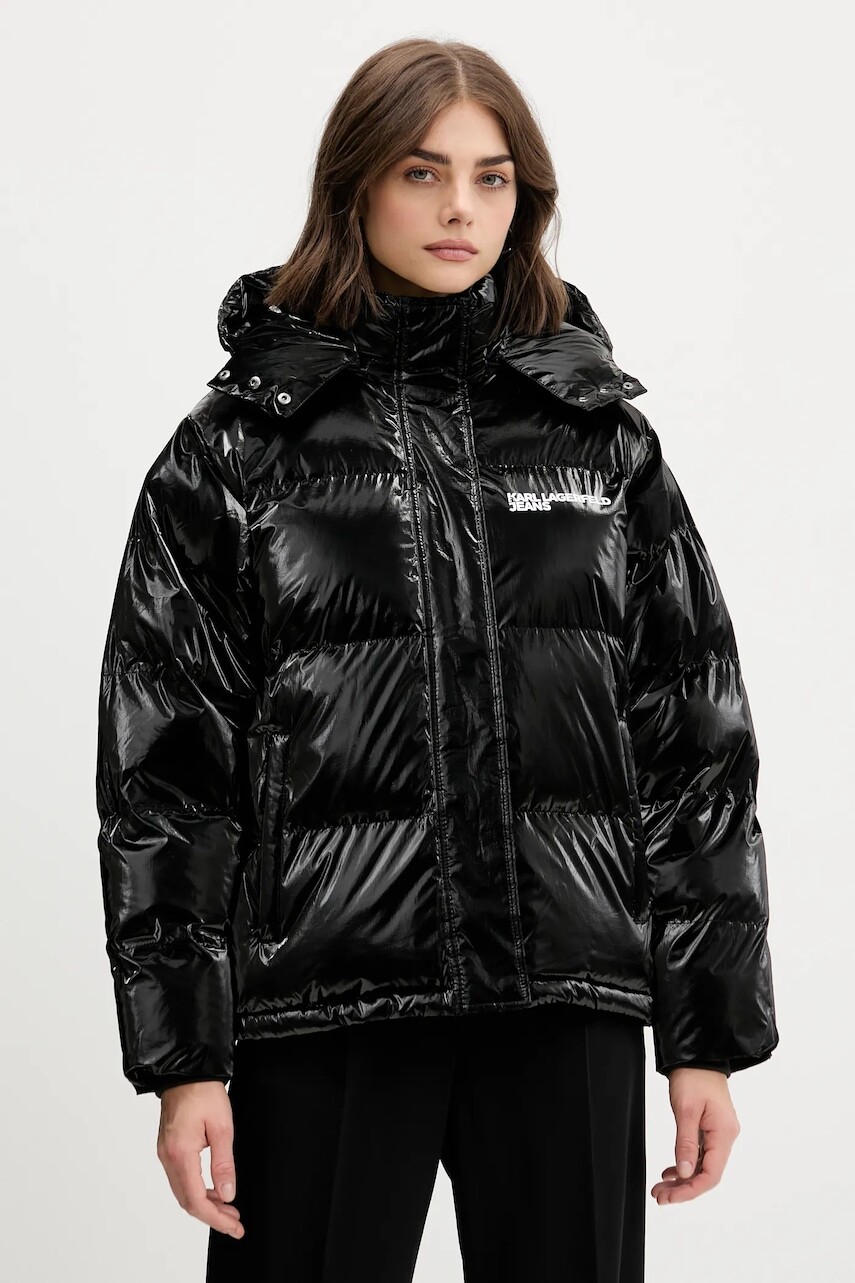 Bunda Karl Lagerfeld Jeans čierna farba, zimná, A4W15020