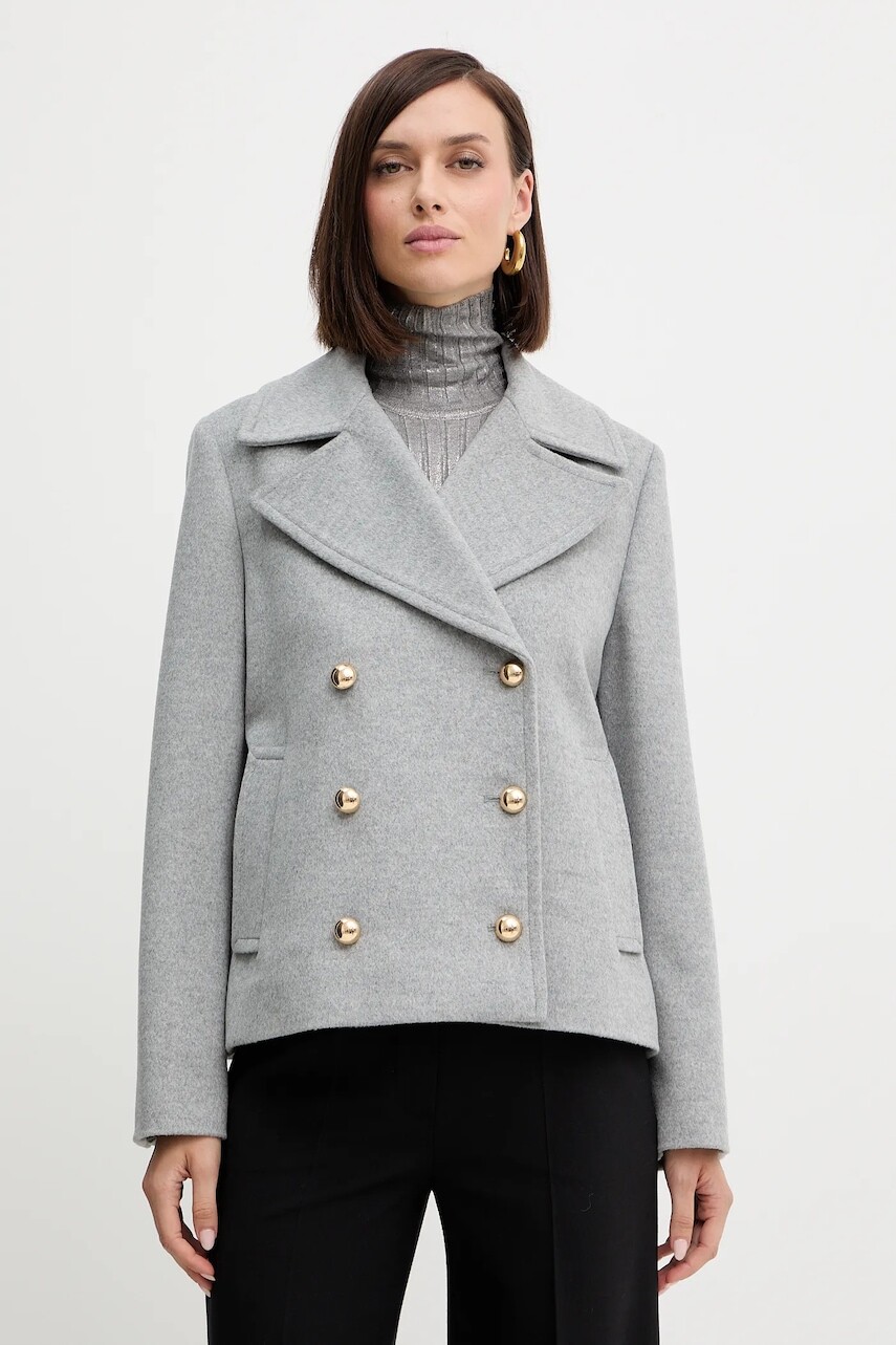 Vlnený kabát Marella šedá farba, 2523086031200