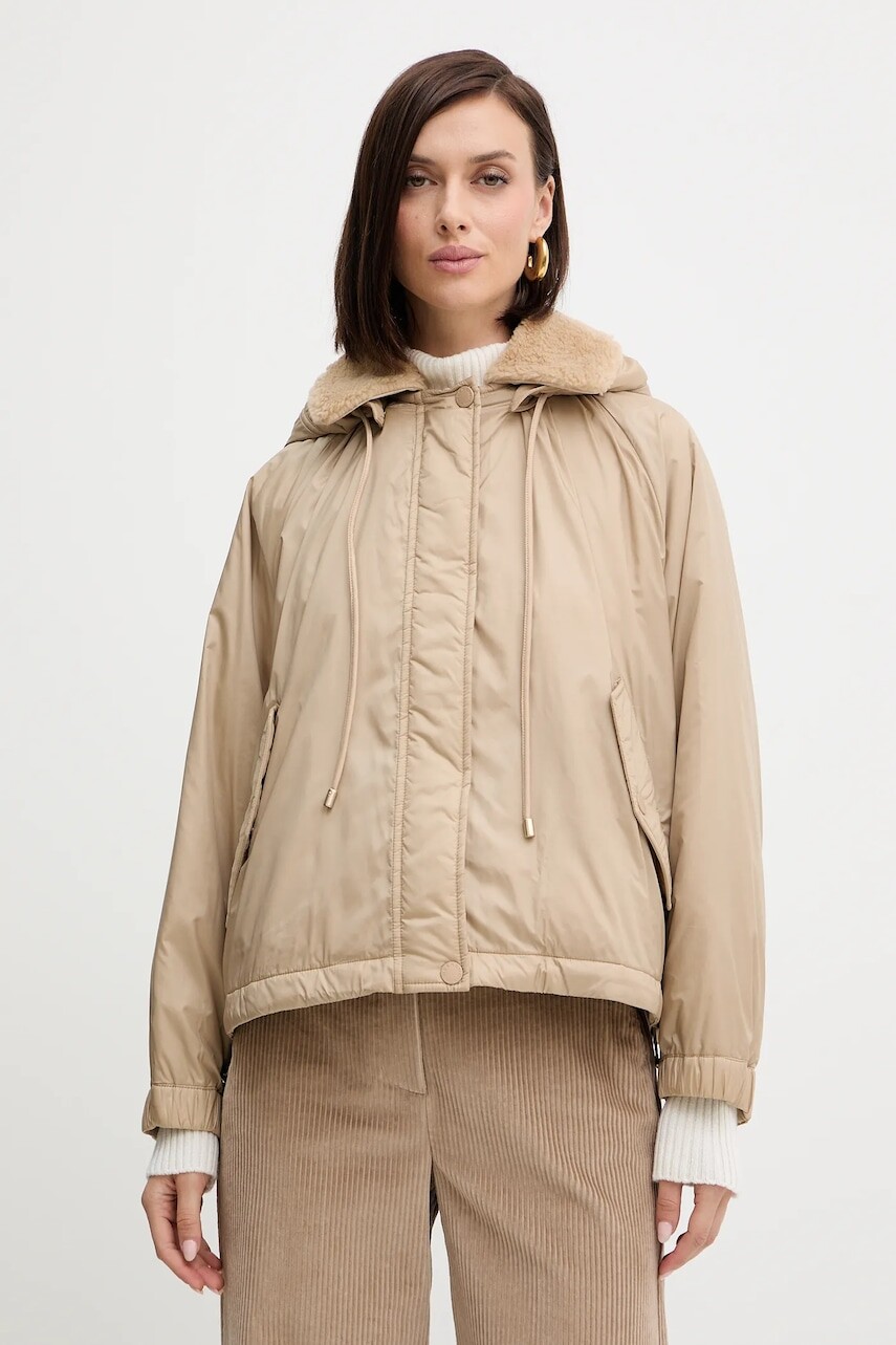 Obojstranná bunda Weekend Max Mara ARLES béžová farba, prechodná, oversize, 2525486031600