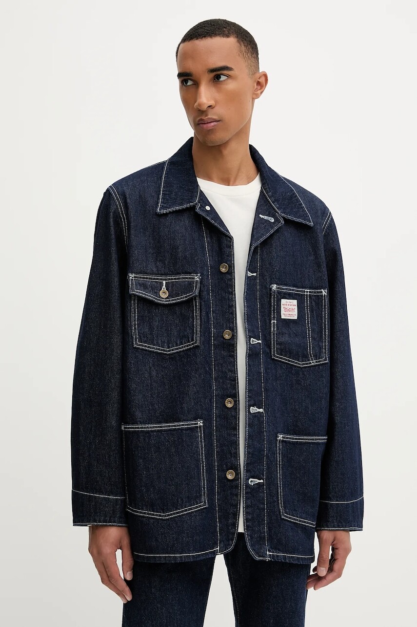 Rifľová bunda Levi's tmavomodrá farba, prechodná, 003B0