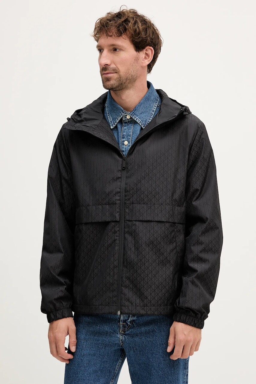 Bunda Calvin Klein Jeans čierna farba, prechodná, LV04RD510G