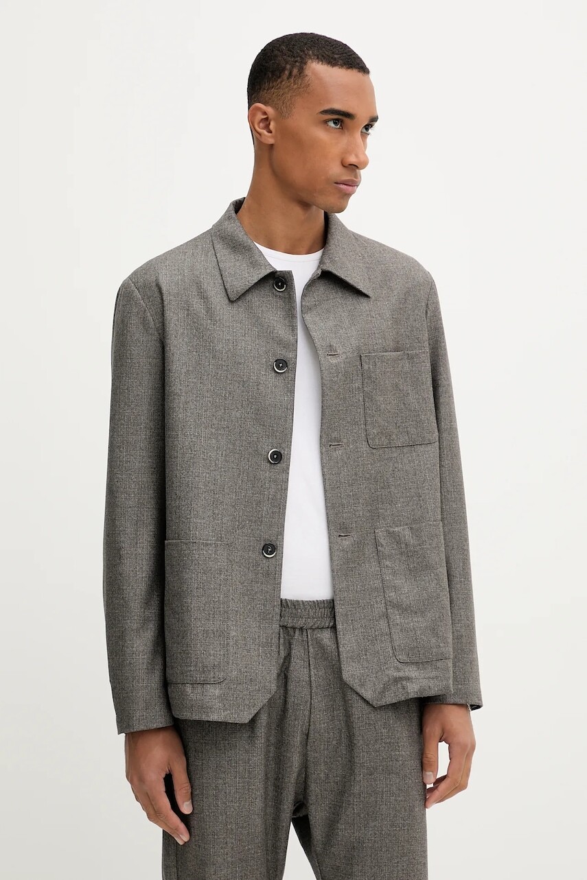 Vlnené sako BARENA VENEZIA Overshirt Visal hnedá farba, OSU5300.501