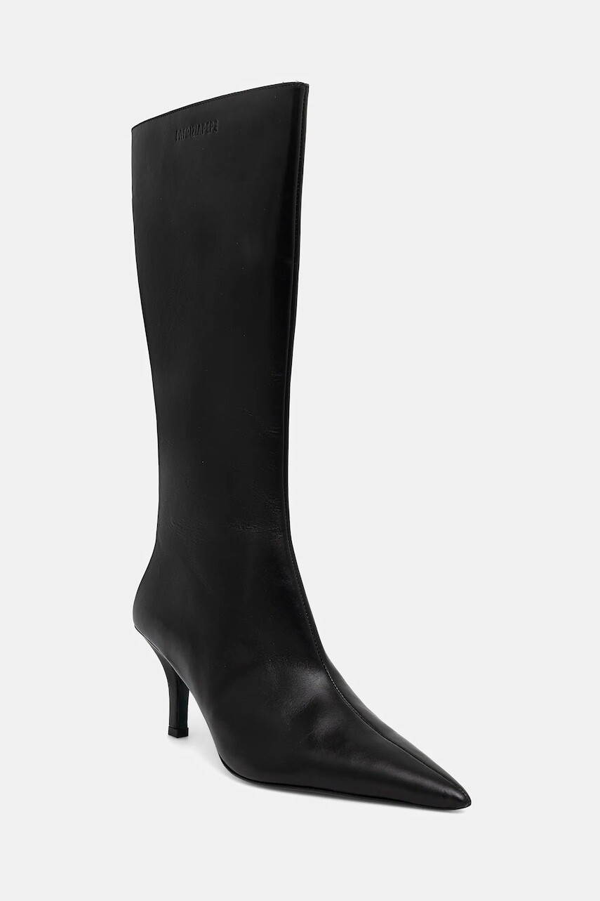 Kožené čižmy Patrizia Pepe čierna farba, na vysokom podpätku, 8Y0131 L166 K103