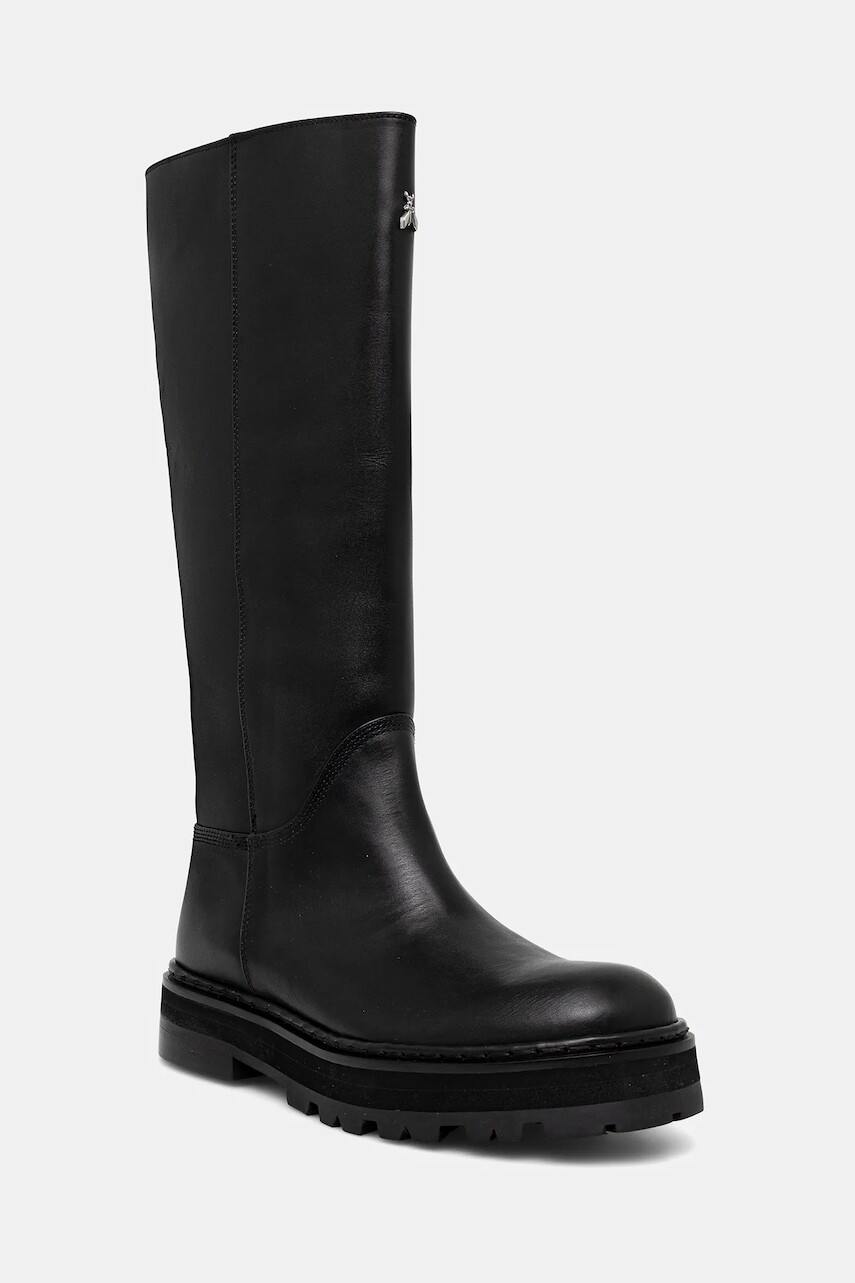 Kožené čižmy Patrizia Pepe čierna farba, na platforme, 8Y0135 L048 FB30