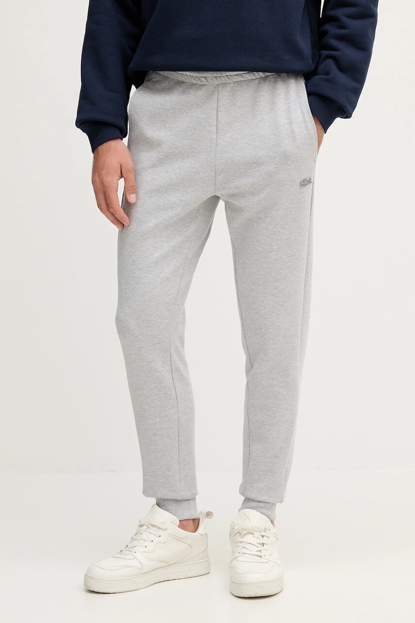 Tepláky Lacoste šedá farba, melanžová, XH9583
