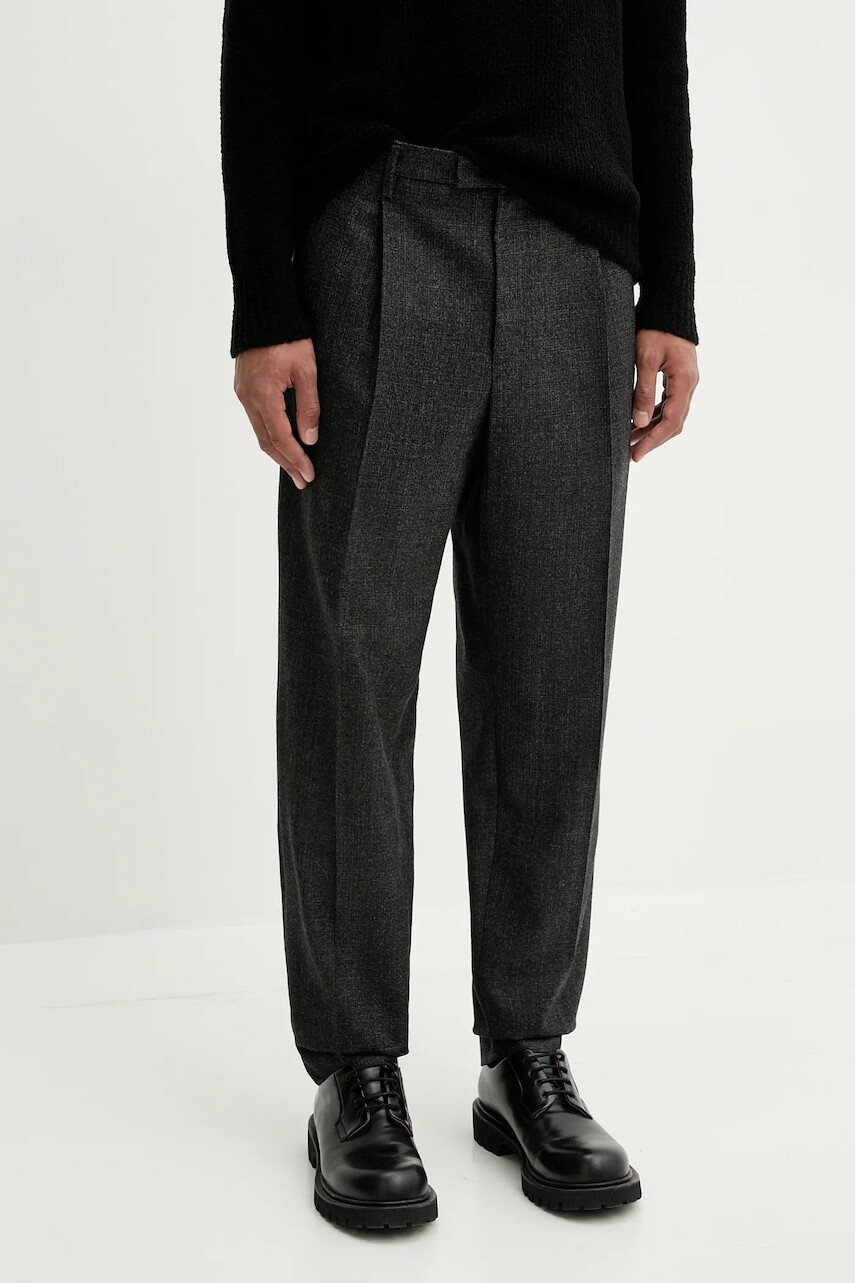 Vlnené nohavice BARENA VENEZIA Pantalone Masco čierna farba, strih chinos, PAU5500.501