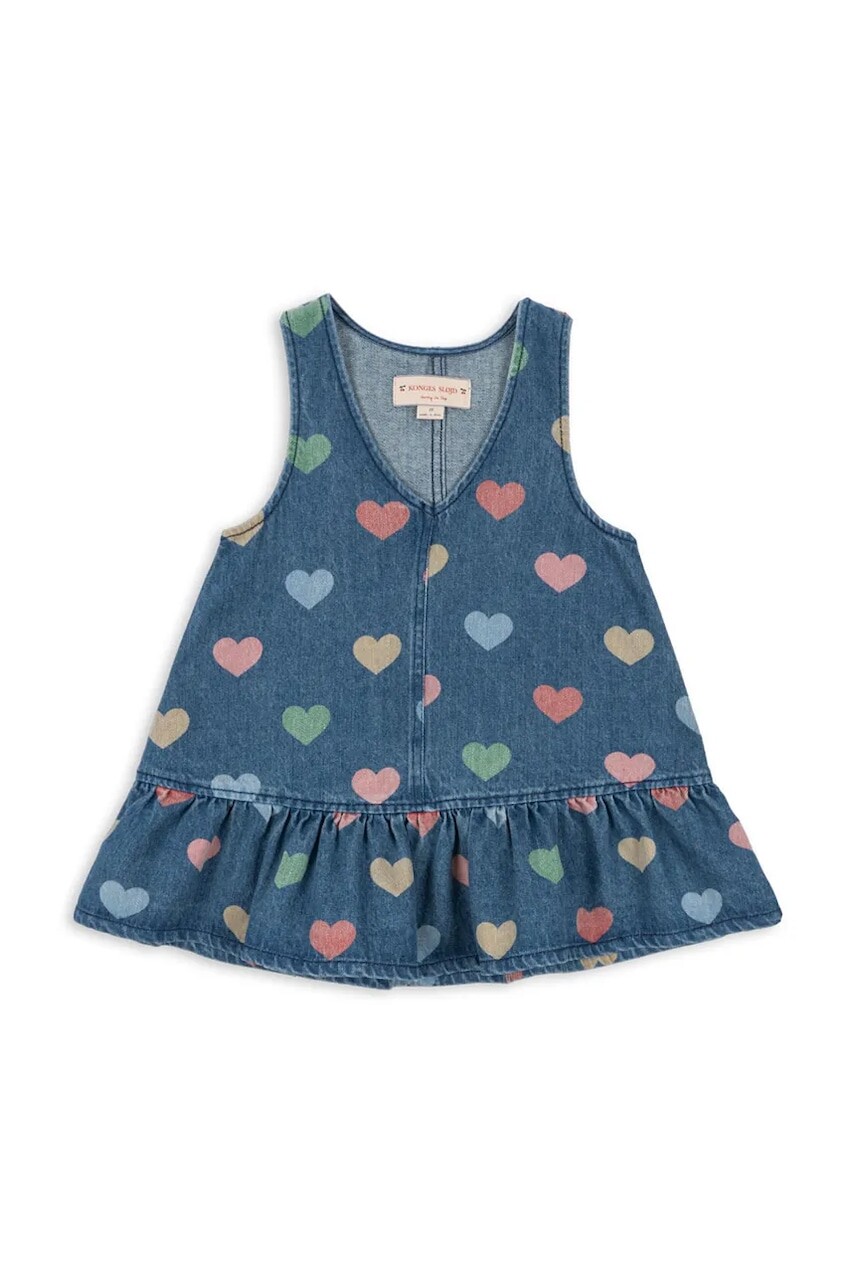 Dievčenské rifľové šaty Konges Sløjd MAGOT DRESS GOTS tmavomodrá farba, mini, áčkový strih, KS103884