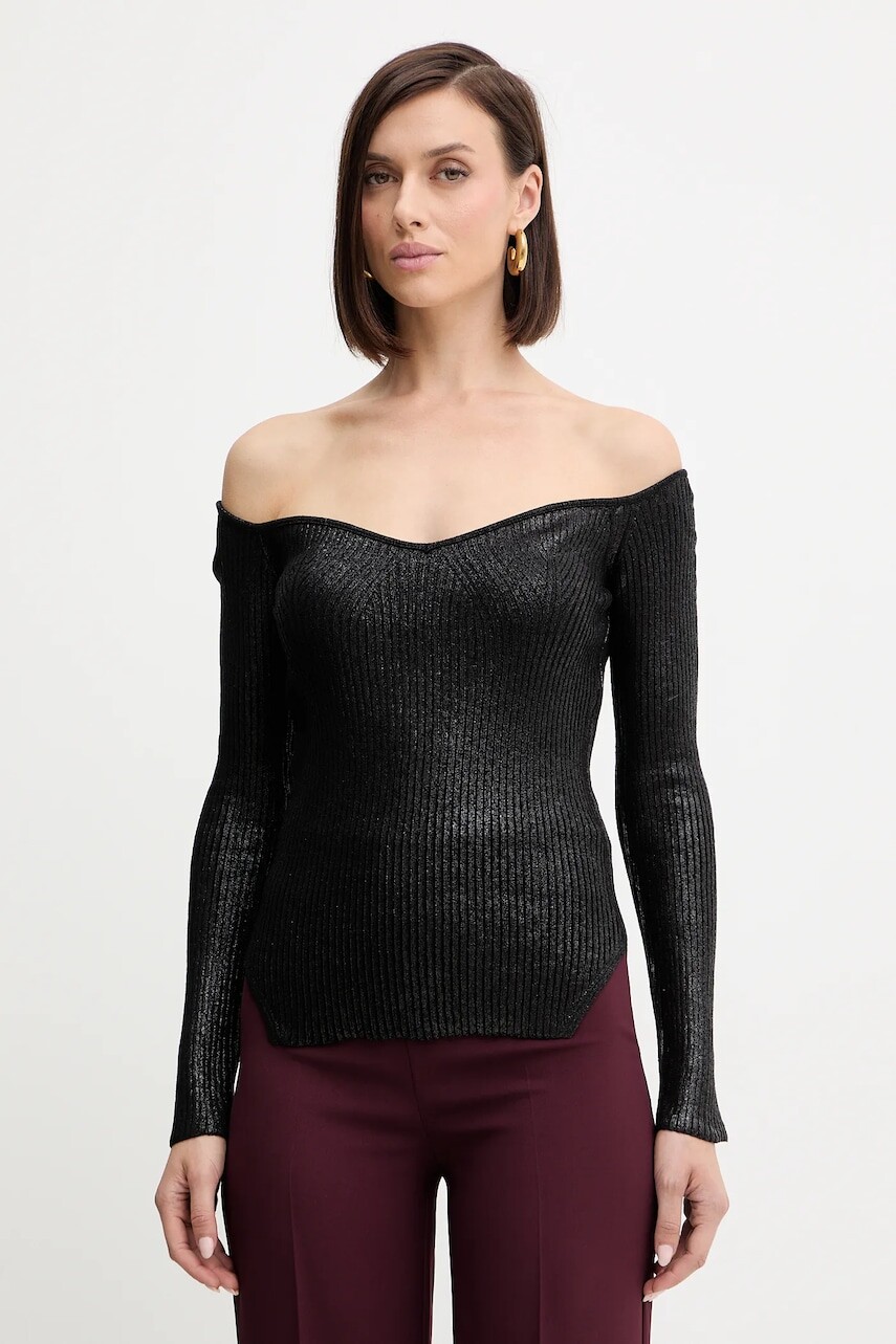 Sveter Simona Corsellini čierna farba, ľahké, A25CPMGP0301