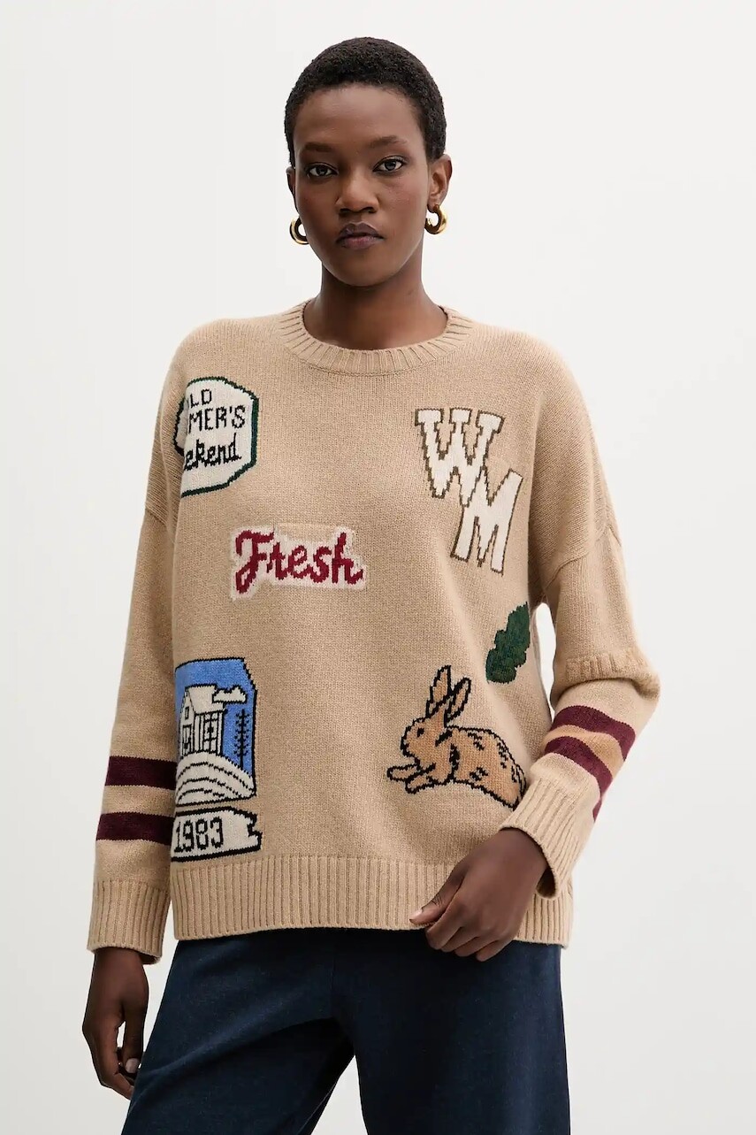 Vlnený sveter Weekend Max Mara PAVIDI béžová farba, ľahké, 2525366262600