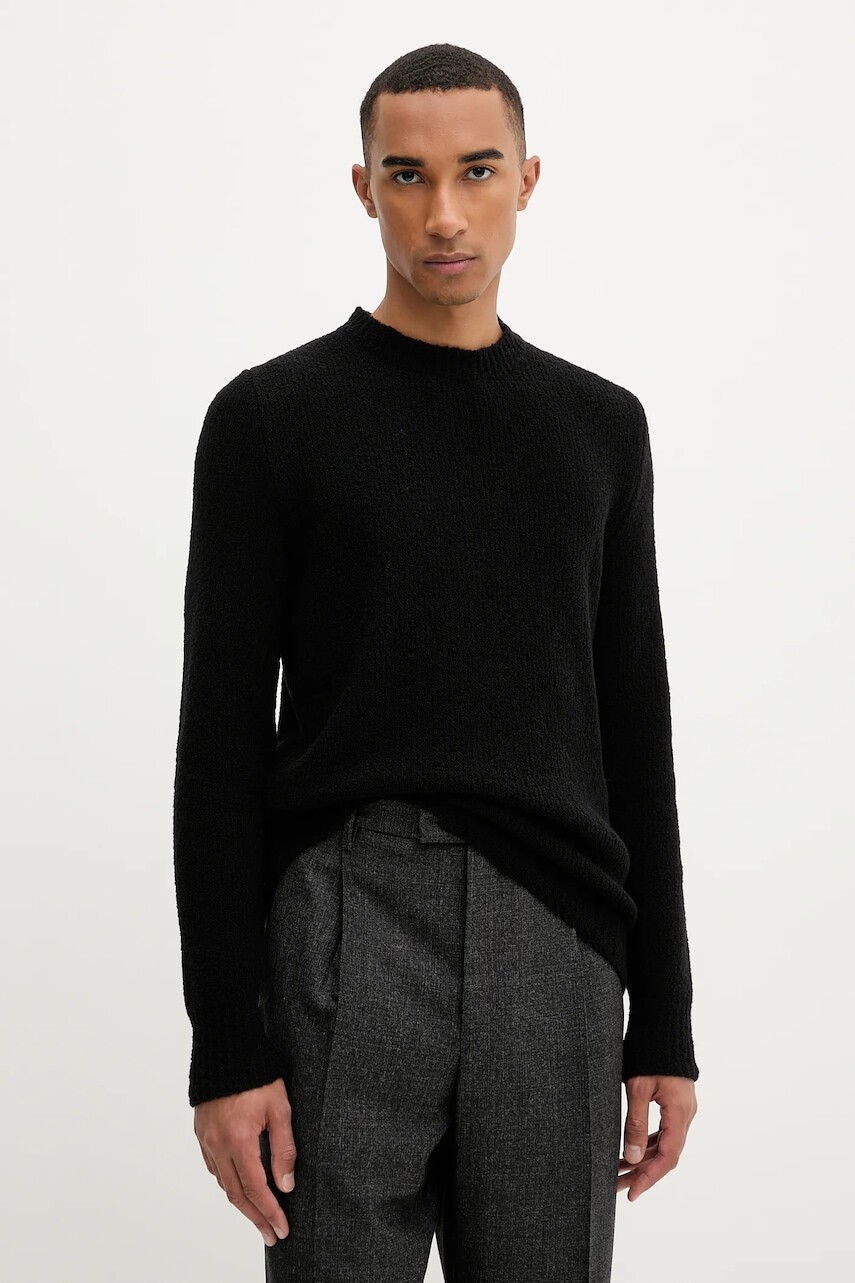 Vlnený sveter BARENA VENEZIA Knitwear Mareselo čierna farba, s polorolákom, KNU5294.509