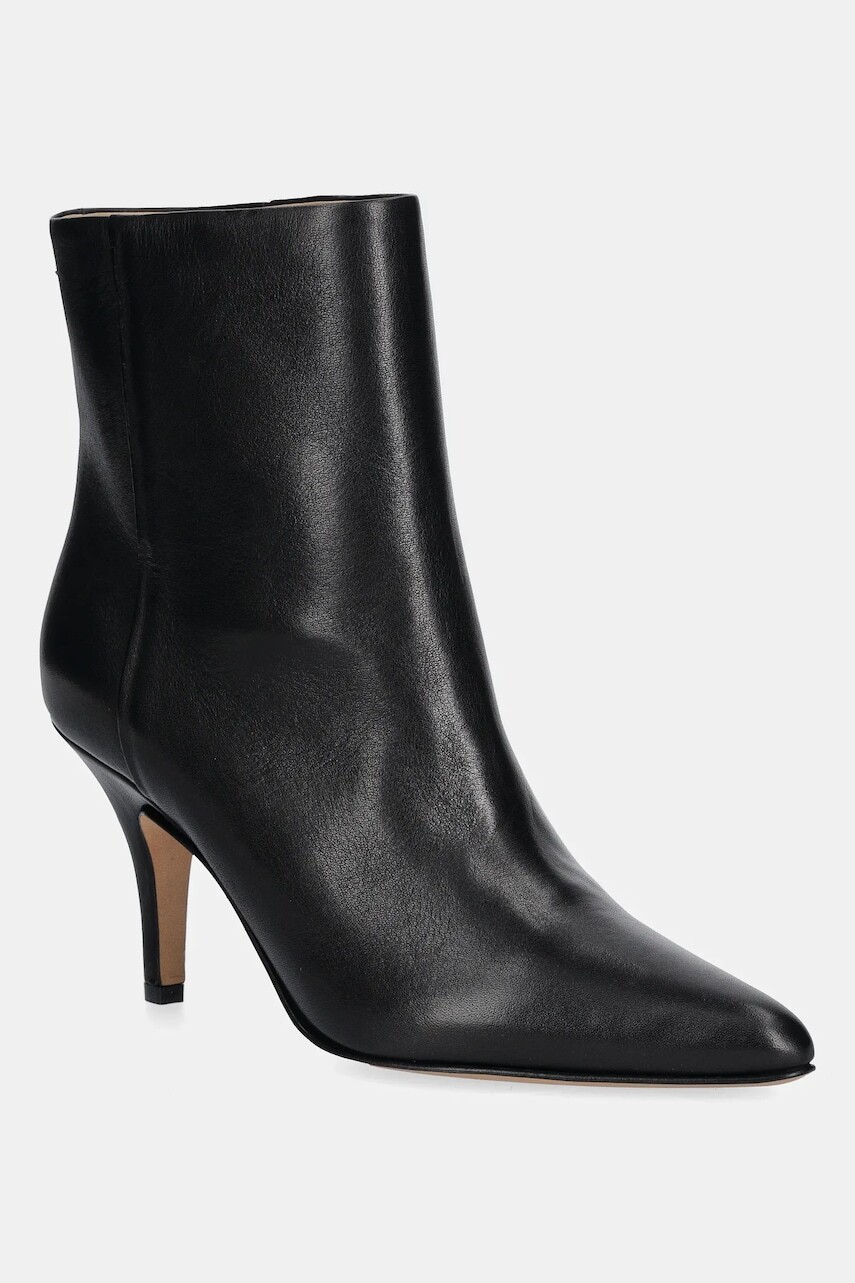 Kožené členkové topánky MM6 Maison Margiela čierna farba, na vysokom podpätku, S59WU0261.P6783.T8013