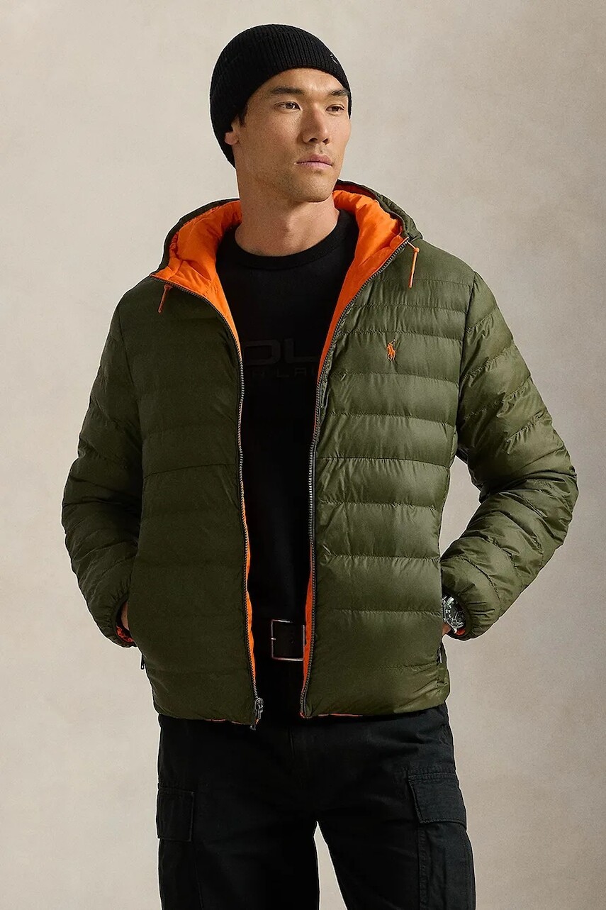Obojstranná bunda Polo Ralph Lauren Rev Terra pánska, zelená farba, prechodná, 710955635