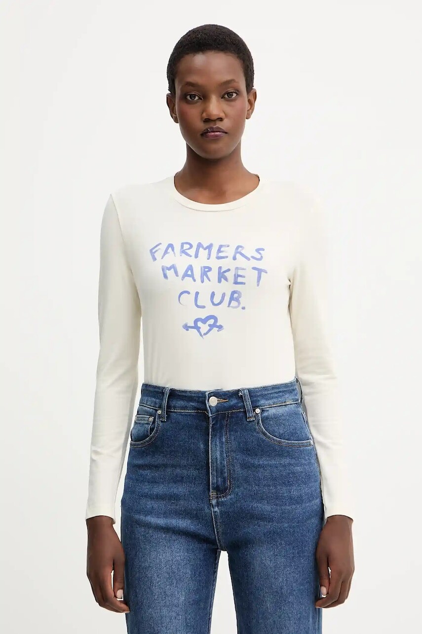 Tričko s dlhým rukávom Weekend Max Mara ALIAS béžová farba, 2525946042600