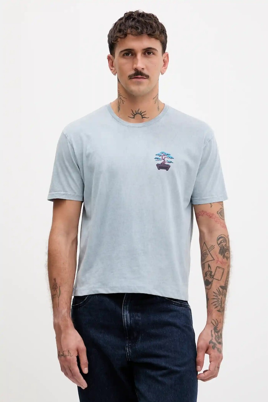 Bavlnené tričko Kaotiko modrá farba, s potlačou, AR011-01-M002