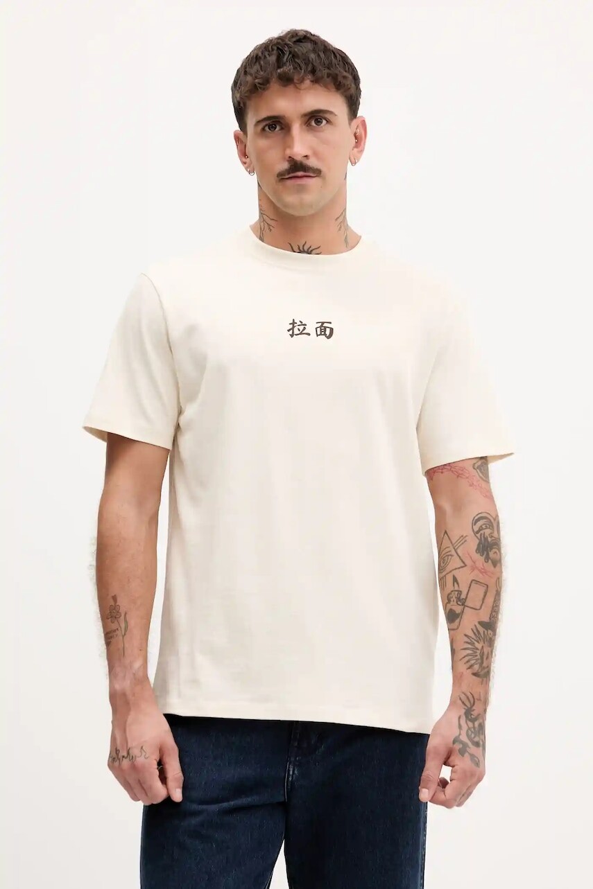 Bavlnené tričko Kaotiko béžová farba, vzorované, AR072-01S-G002