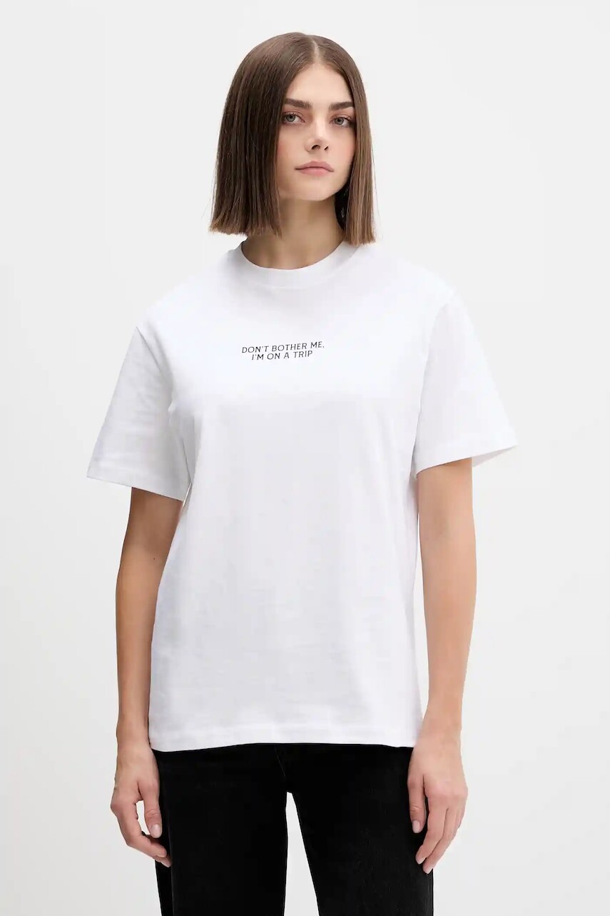 Bavlnené tričko Kaotiko biela farba, s potlačou, AR011-01S-G002