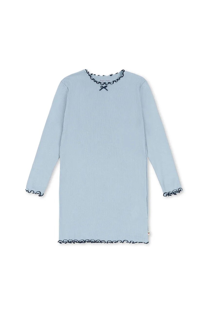 Šaty Konges Sløjd RIVI RIB DRESS OCS modrá farba, mini, rovný strih, KS104073