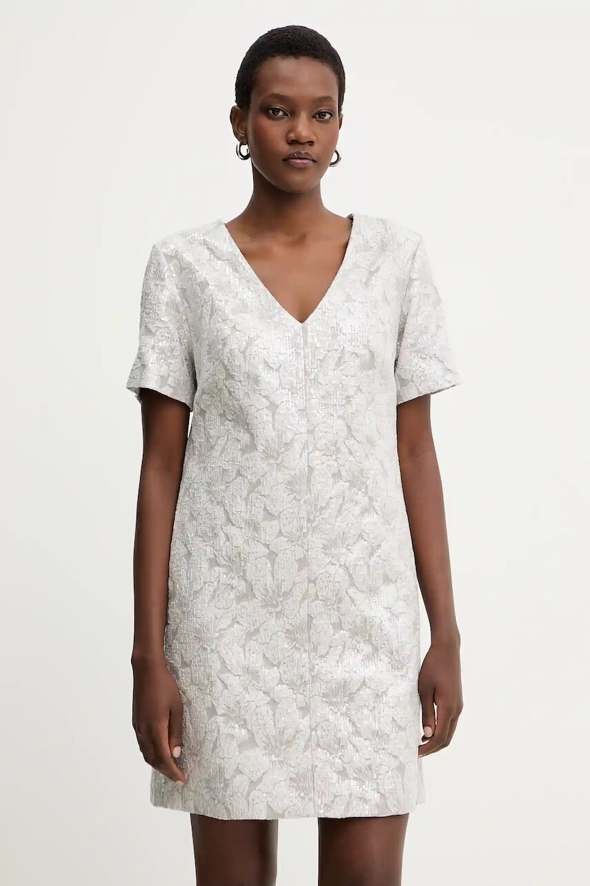 Šaty Luisa Spagnoli strieborná farba, mini, rovný strih, 542313