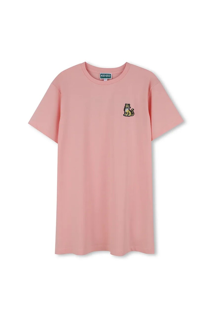 Dievčenské bavlnené šaty Kenzo Kids ružová farba, mini, rovný strih, K61350