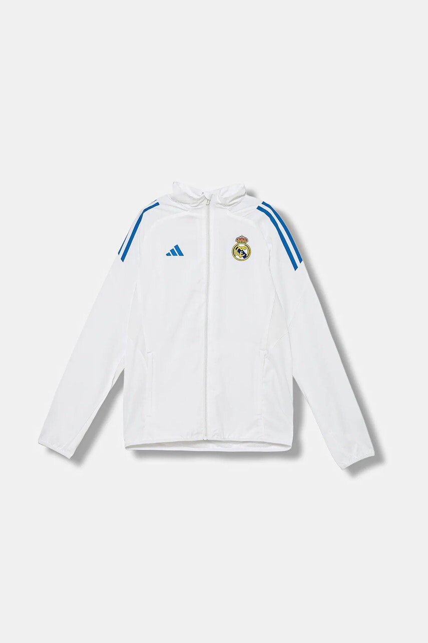 Detská mikina adidas Performance REAL MADRID biela farba, s nášivkou, JP4021