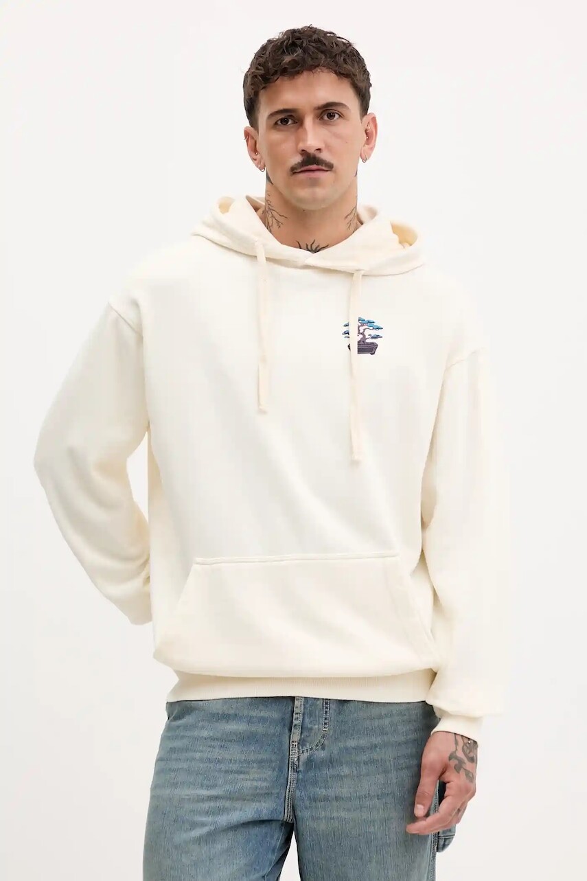 Bavlnená mikina Kaotiko béžová farba, s kapucňou, s potlačou, AR079-01-G002