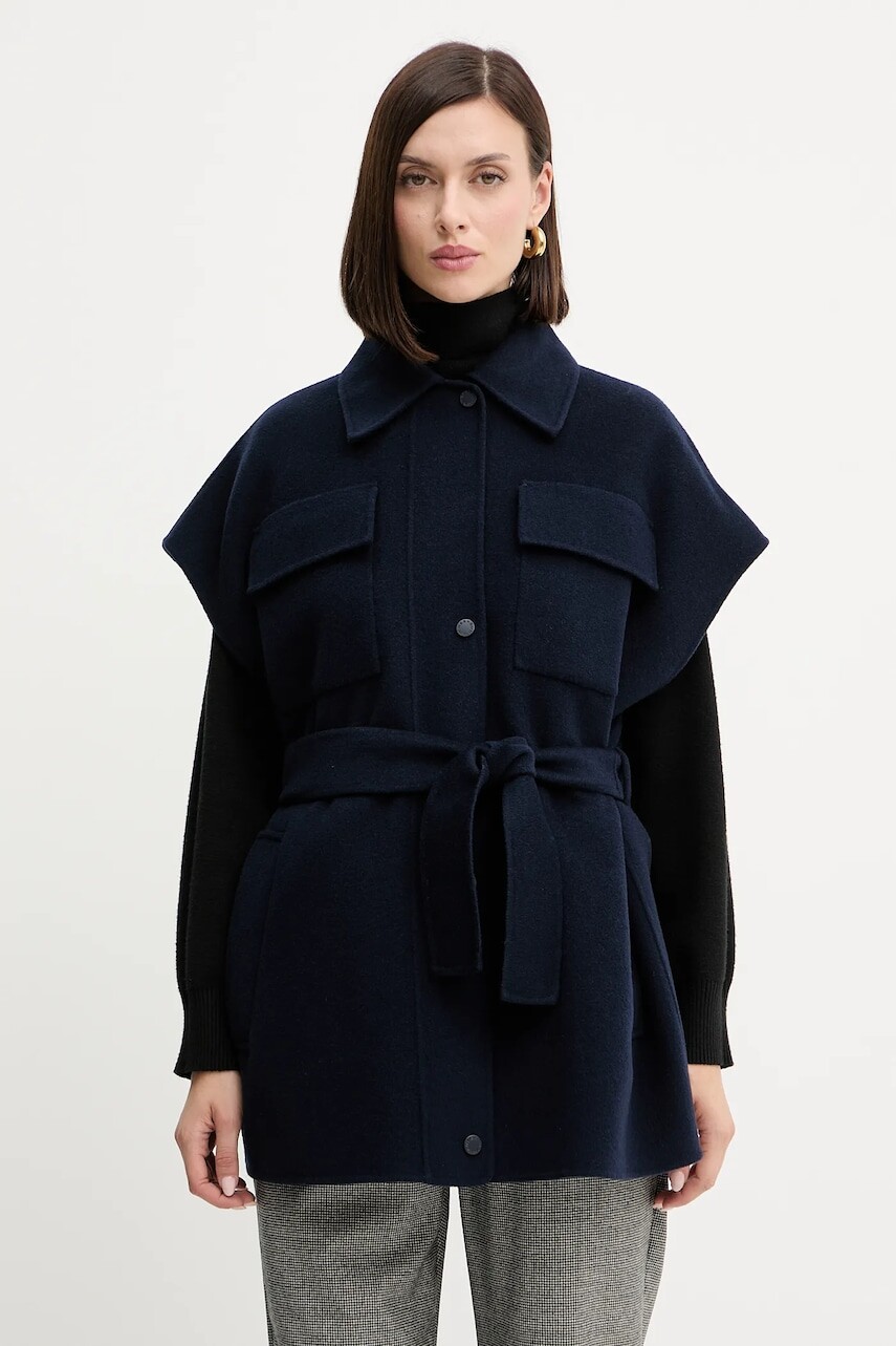 Vlnená vesta Weekend Max Mara ELEGIA tmavomodrá farba, prechodná, 2525276021600