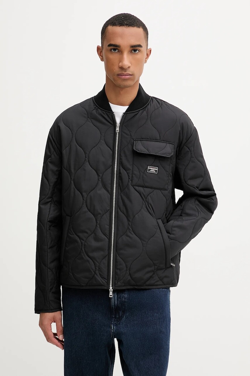 Bunda Guess Jeans čierna farba, prechodná, M5YL28 WHG02