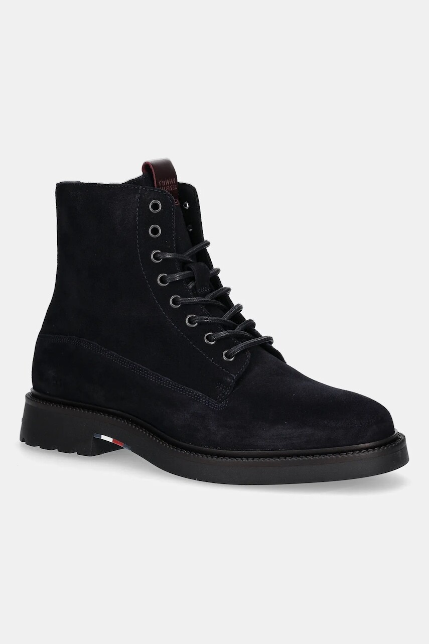 Semišové členkové topánky Tommy Hilfiger COMFORT LWT SDE BOOT tmavomodrá farba, FM0FM05594