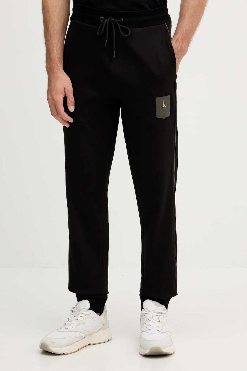 Tepláky Aeronautica Militare čierna farba, s nášivkou, PF1004UF00667