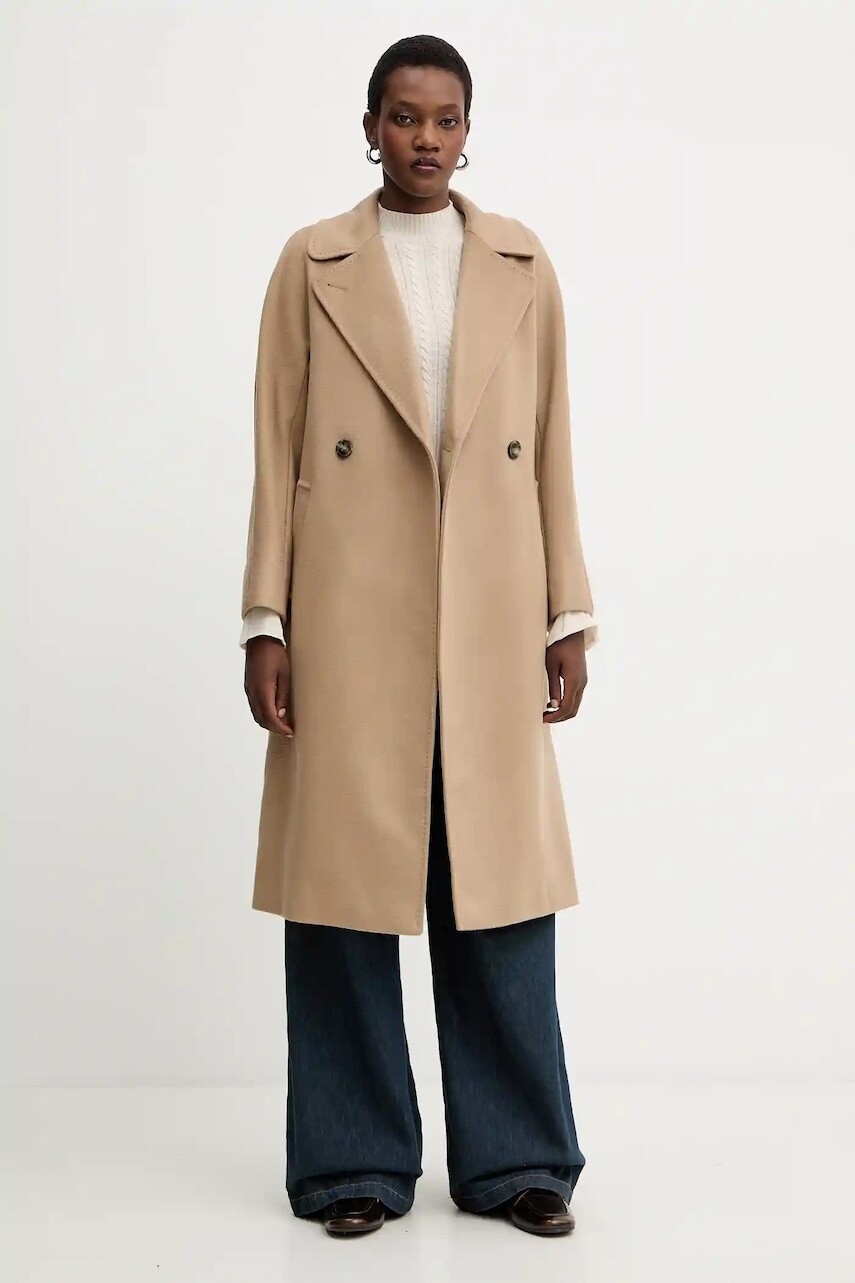 Vlnený kabát Weekend Max Mara RESINA zelená farba, 2525016102600