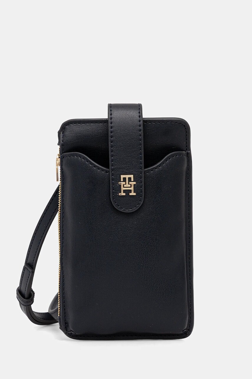 Peňaženka Tommy Hilfiger dámska, tmavomodrá farba, AW0AW17751