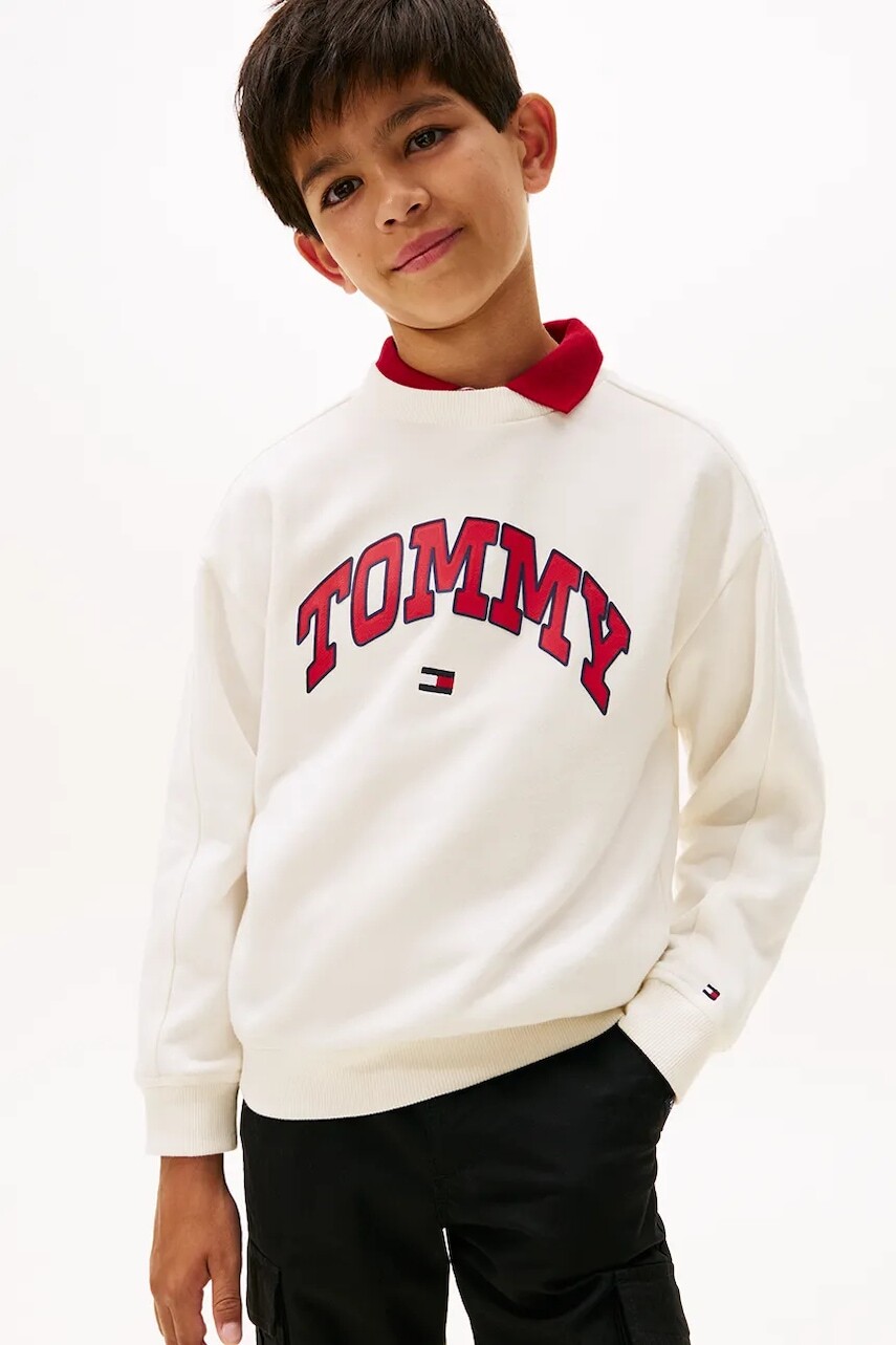 Mikina Tommy Hilfiger béžová farba, s potlačou, KB0KB09899