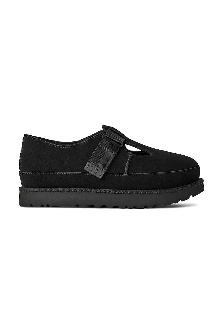 Semišové poltopánky UGG Goldenstar Mary Jane čierna farba, na platforme, 1171506.BLK