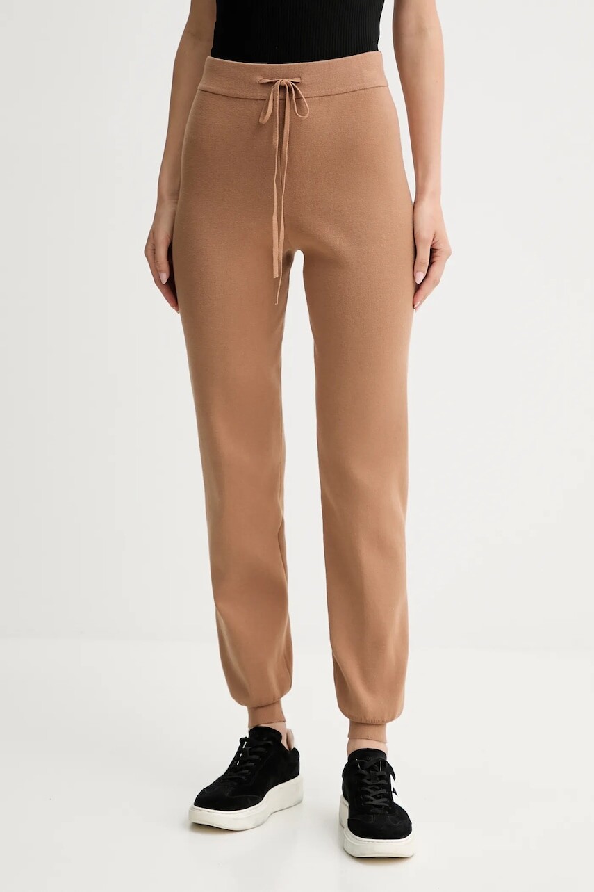 Tepláky Twinset hnedá farba, jednofarebné, 252TP3408