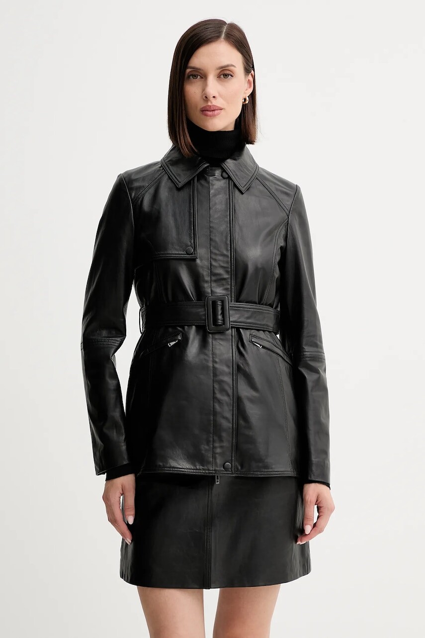 Kožená bunda Marella čierna farba, prechodná, 2523446021200