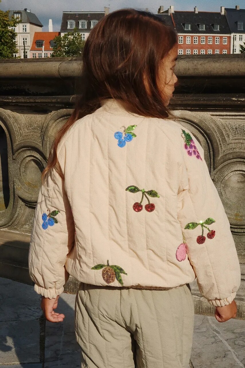 Bunda Konges Sløjd JUNO SEQUIN BOMBER JACKET béžová farba, KS103490