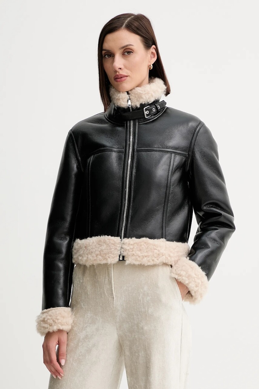 Bunda Twinset čierna farba, prechodná, 252AP2151