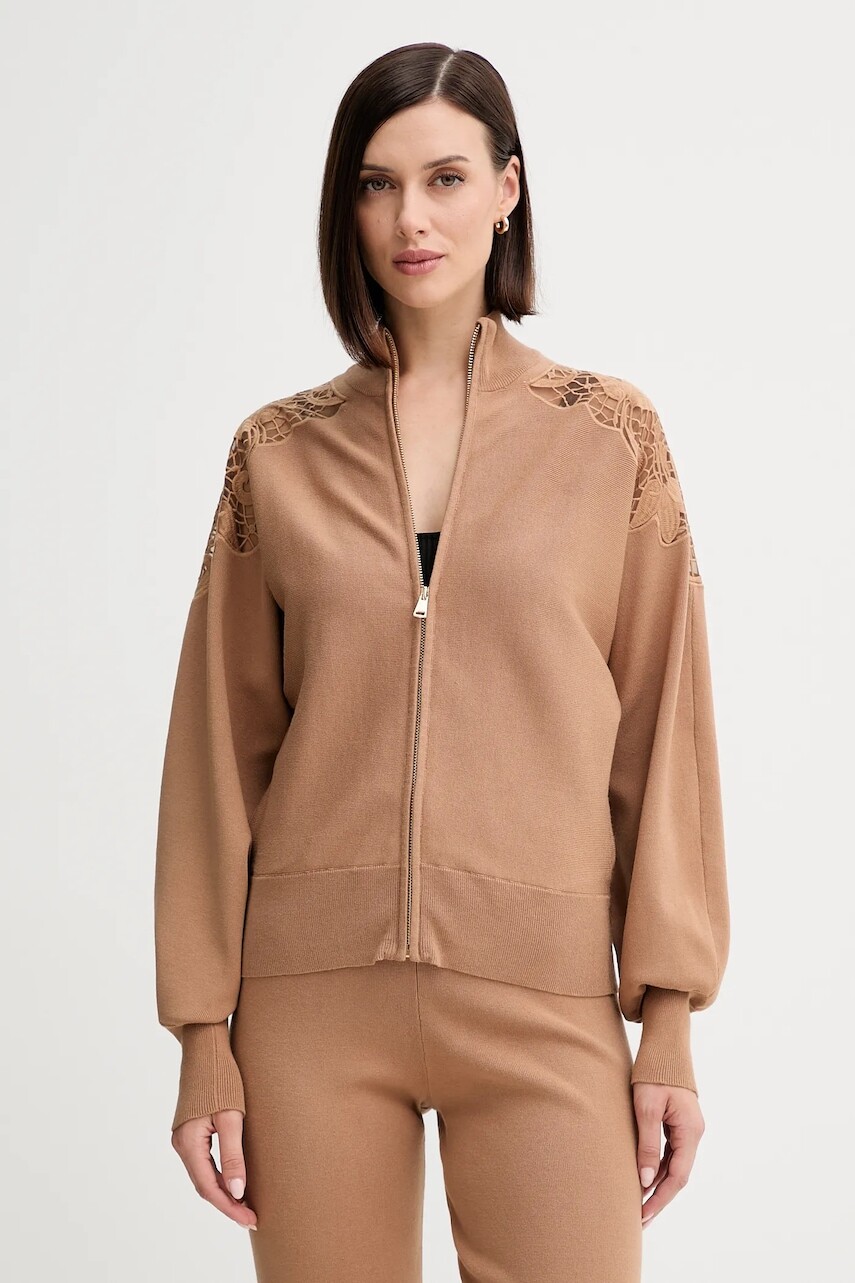 Kardigán Twinset hnedá farba, ľahký, 252TP3405