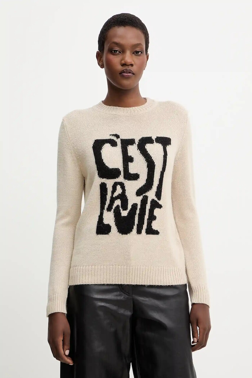 Vlnený sveter Weekend Max Mara NITRA béžová farba, 2525366292600