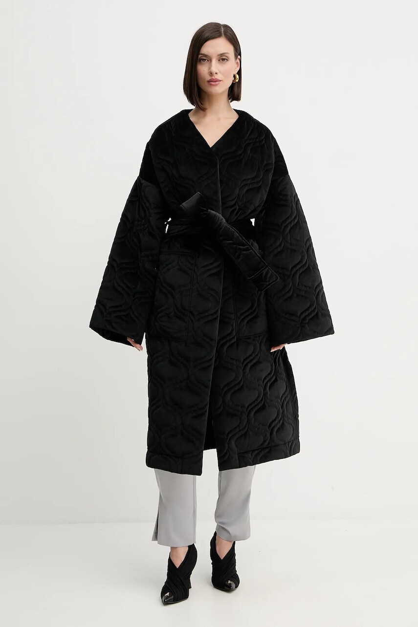 Zamatová bunda Charo Ruiz Ibiza čierna farba, prechodná, oversize, 257311