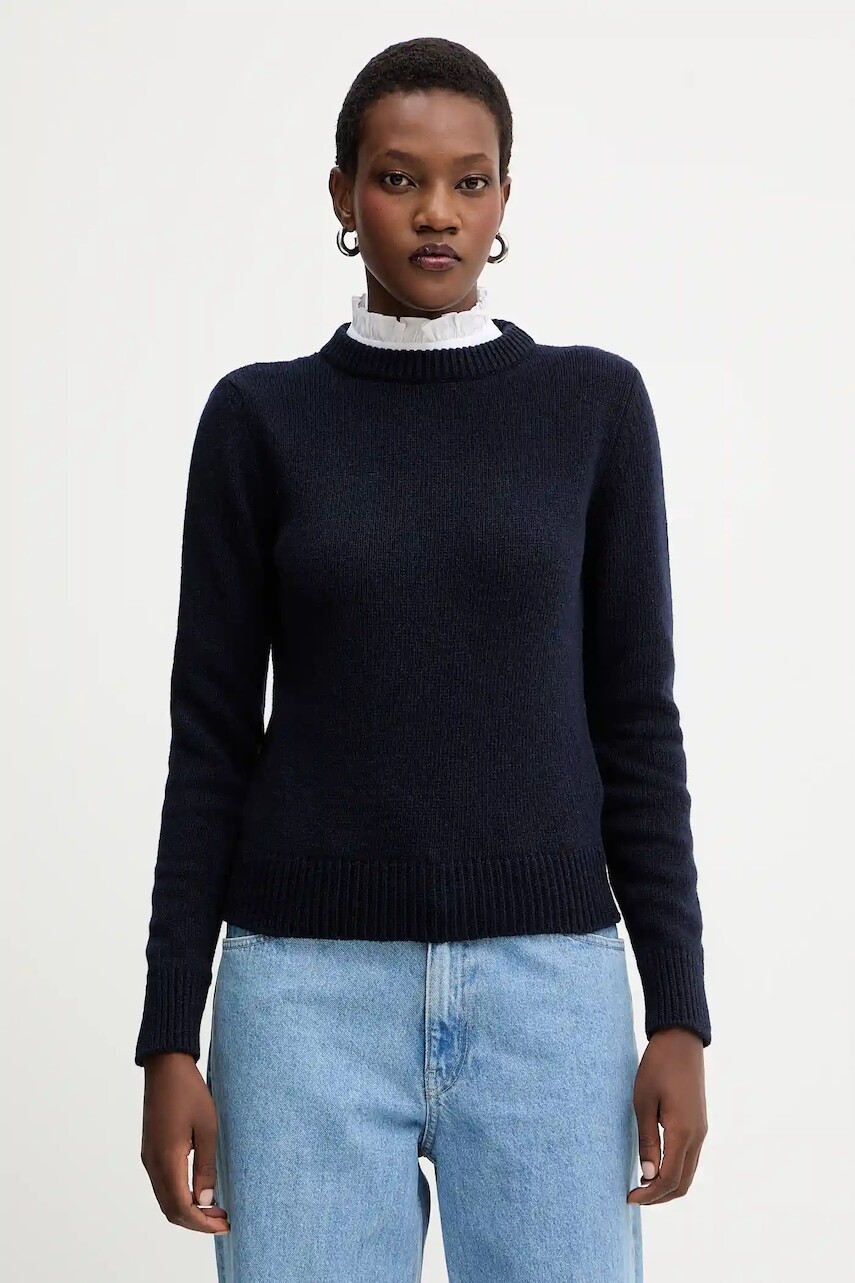 Vlnený sveter Luisa Spagnoli tmavomodrá farba, 100116