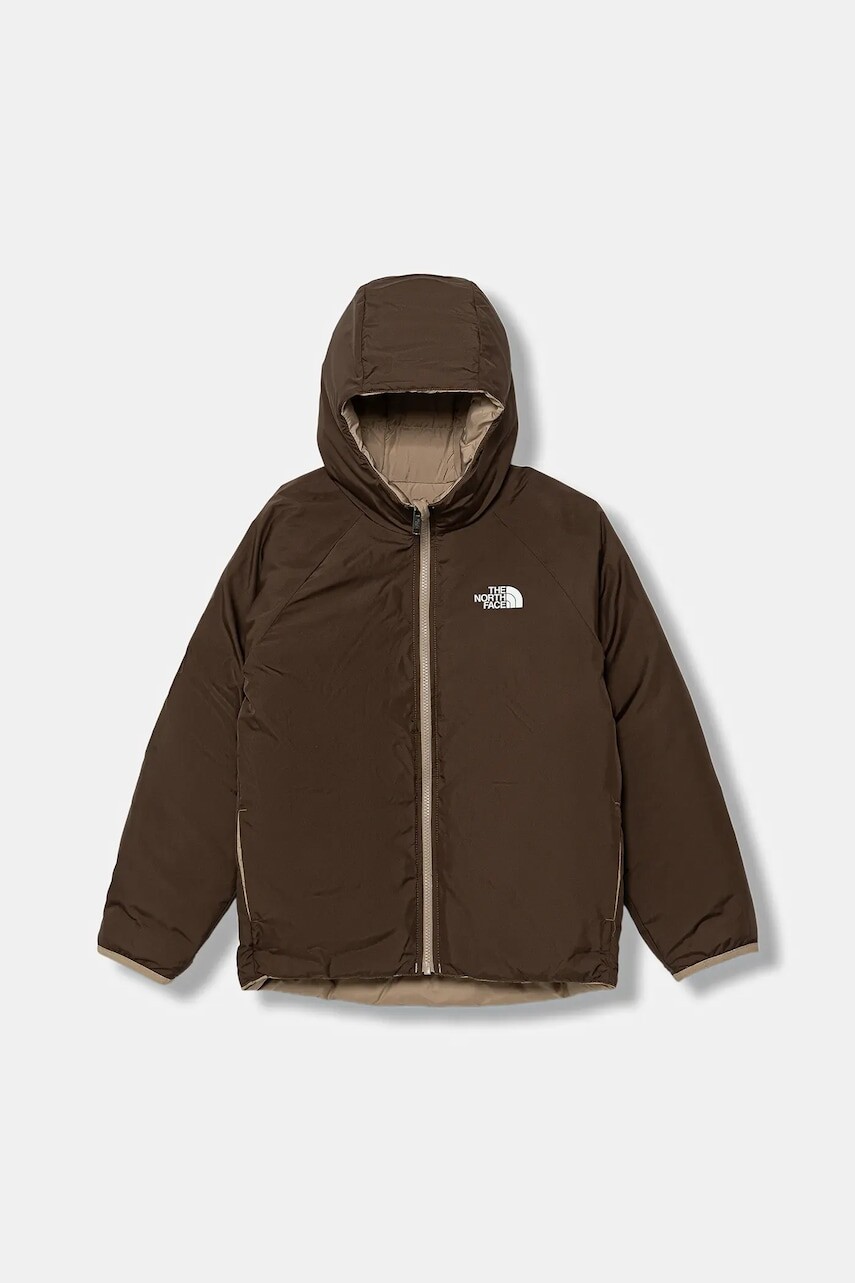 Detská obojstranná bunda The North Face B REVERSIBLE PERRITO HOODED JACKET béžová farba, NF0A88TWBOX1