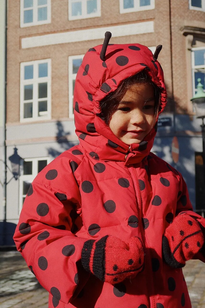 Detská nepremokavá bunda Konges Sløjd NUKA LADYBUG JACKET GRS červená farba, KS103524